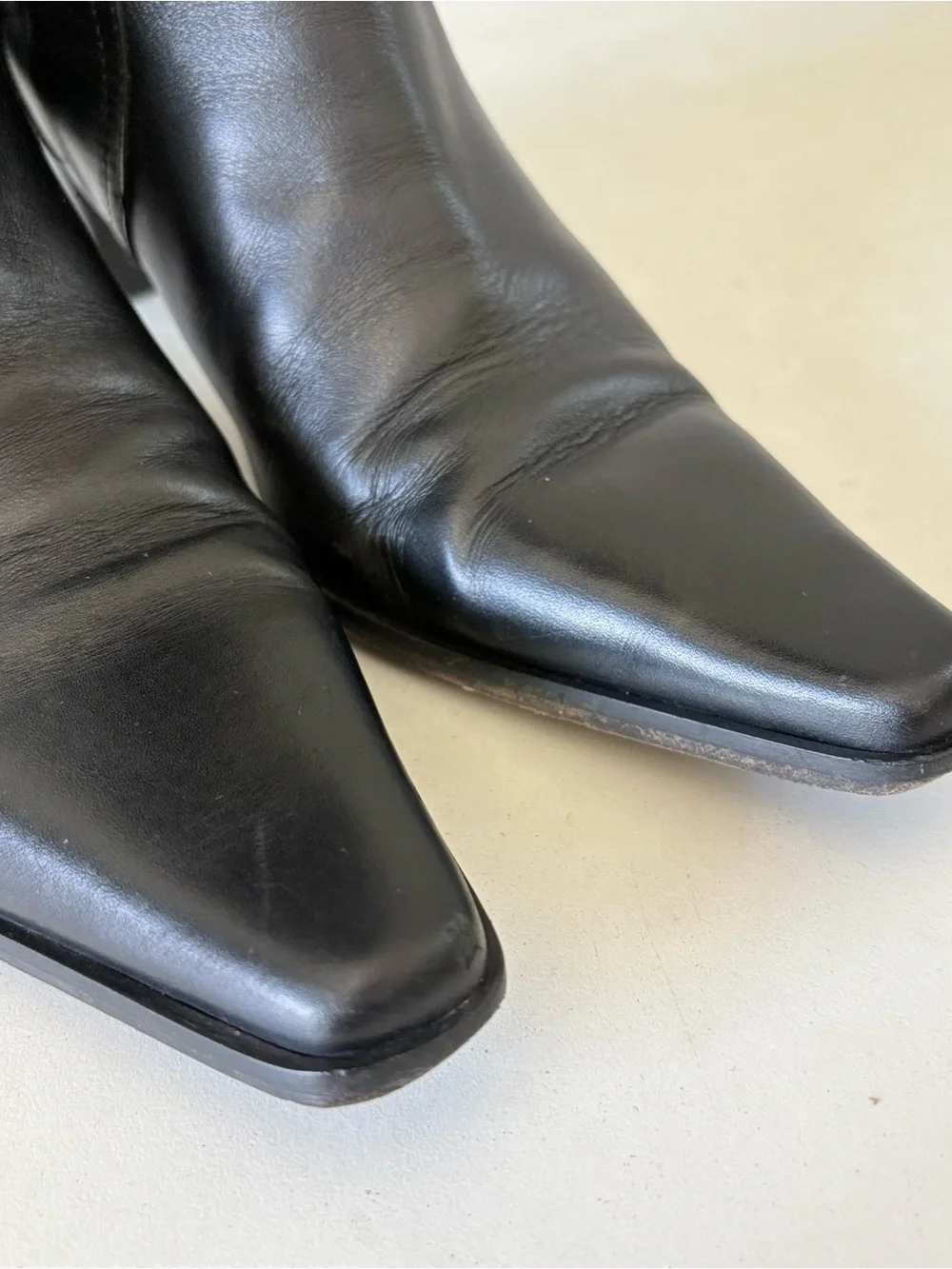 Coach Black Full Leather Knee High Pumps Boots Point Toe Zip Womens Size 7 Italy